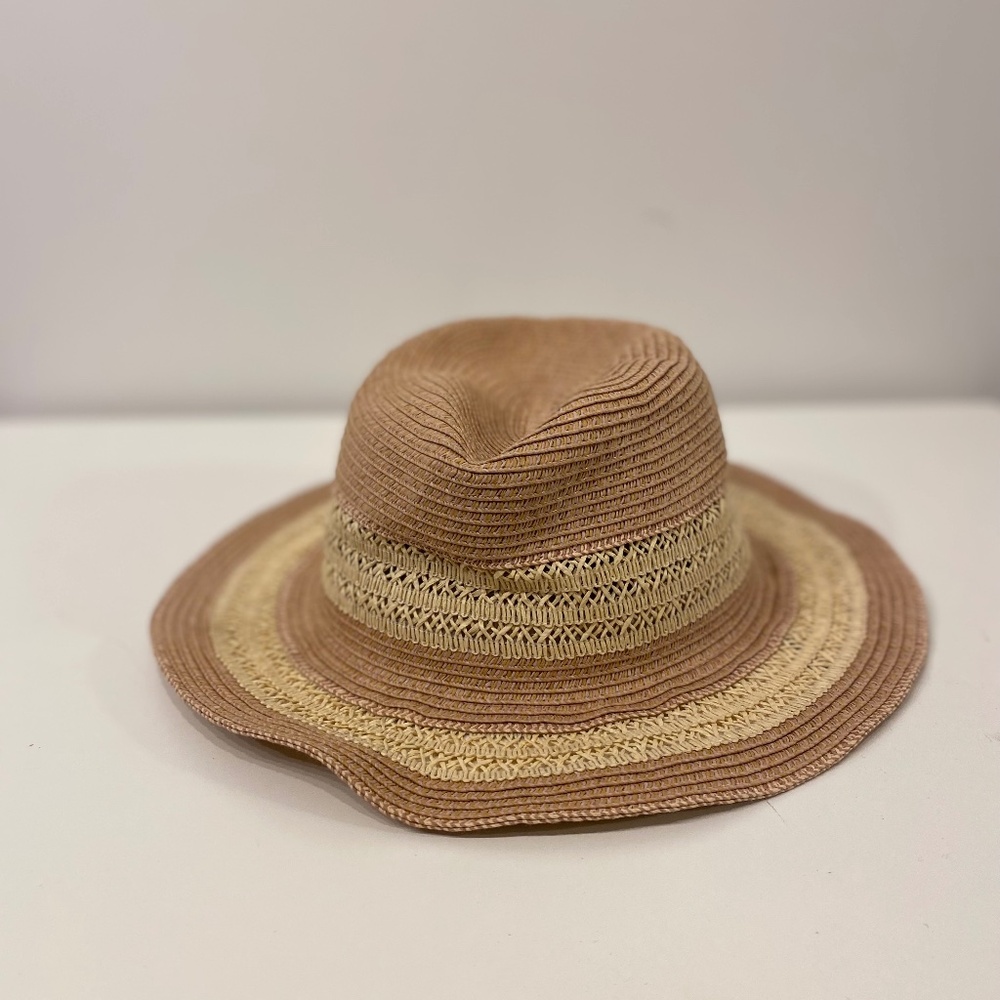 INC Pink‎ and Tan Straw Sun Hat